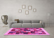 Machine Washable Abstract Pink Contemporary Rug in a Living Room, wshcon1618pnk