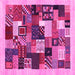 Square Machine Washable Abstract Pink Contemporary Rug, wshcon1618pnk