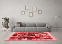 Machine Washable Abstract Red Contemporary Rug, wshcon1618red