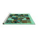 Sideview of Machine Washable Abstract Turquoise Contemporary Area Rugs, wshcon1618turq