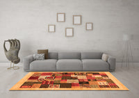 Machine Washable Abstract Orange Contemporary Rug, wshcon1618org