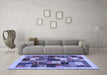 Machine Washable Abstract Blue Contemporary Rug in a Living Room, wshcon1618blu