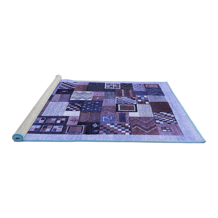 Sideview of Machine Washable Abstract Blue Contemporary Rug, wshcon1618blu