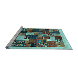 Sideview of Machine Washable Abstract Light Blue Contemporary Rug, wshcon1618lblu