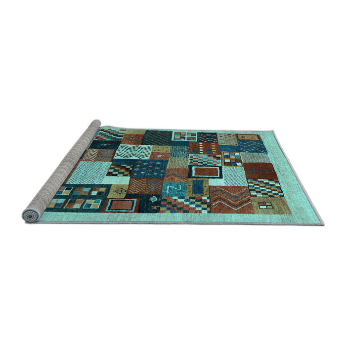 Sideview of Machine Washable Abstract Light Blue Contemporary Rug, wshcon1618lblu