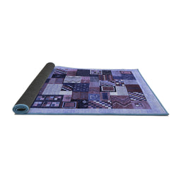 Sideview of Abstract Blue Contemporary Rug, con1618blu