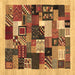 Square Machine Washable Abstract Brown Contemporary Rug, wshcon1618brn