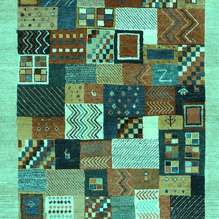 Machine Washable Abstract Turquoise Contemporary Area Rugs, wshcon1618turq