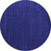 Round Abstract Blue Contemporary Rug, con1619blu