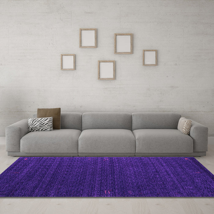 Machine Washable Abstract Purple Contemporary Area Rugs in a Living Room, wshcon1619pur