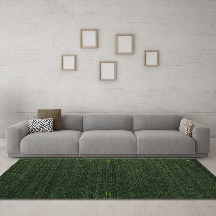 Machine Washable Abstract Green Contemporary Area Rugs in a Living Room,, wshcon1619grn
