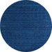 Round Abstract Light Blue Contemporary Rug, con1619lblu