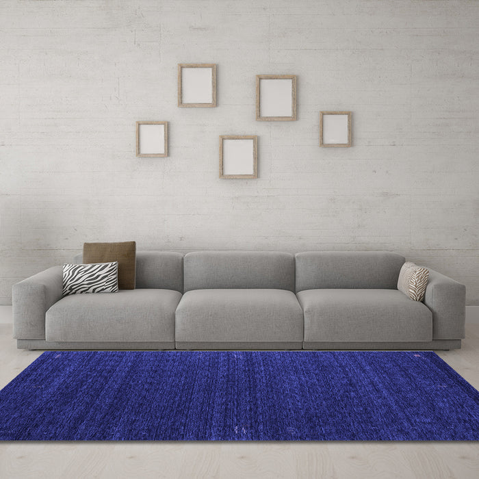 Machine Washable Abstract Blue Contemporary Rug in a Living Room, wshcon1619blu