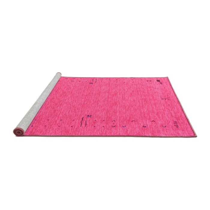 Sideview of Machine Washable Abstract Pink Contemporary Rug, wshcon161pnk