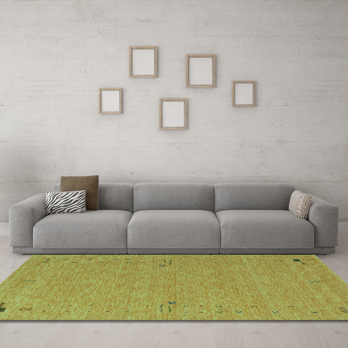 Machine Washable Abstract Turquoise Contemporary Area Rugs in a Living Room,, wshcon161turq
