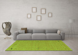 Machine Washable Abstract Green Contemporary Area Rugs in a Living Room,, wshcon161grn