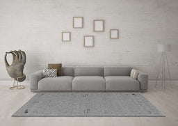 Machine Washable Abstract Gray Contemporary Rug in a Living Room,, wshcon161gry