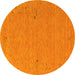 Round Abstract Yellow Contemporary Rug, con161yw