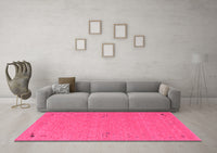 Machine Washable Abstract Pink Contemporary Rug, wshcon161pnk