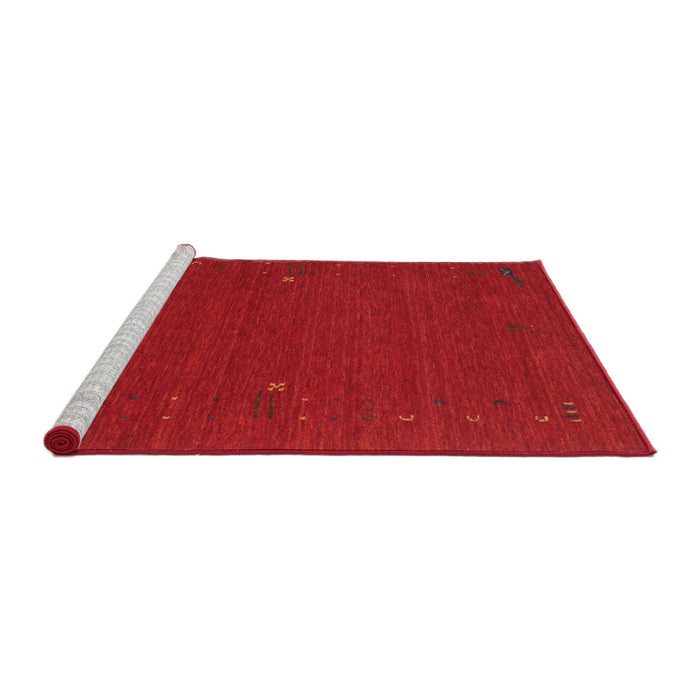 Serging Thickness of Machine Washable Contemporary Red Rug, wshcon162