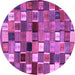 Round Machine Washable Abstract Purple Contemporary Area Rugs, wshcon1620pur