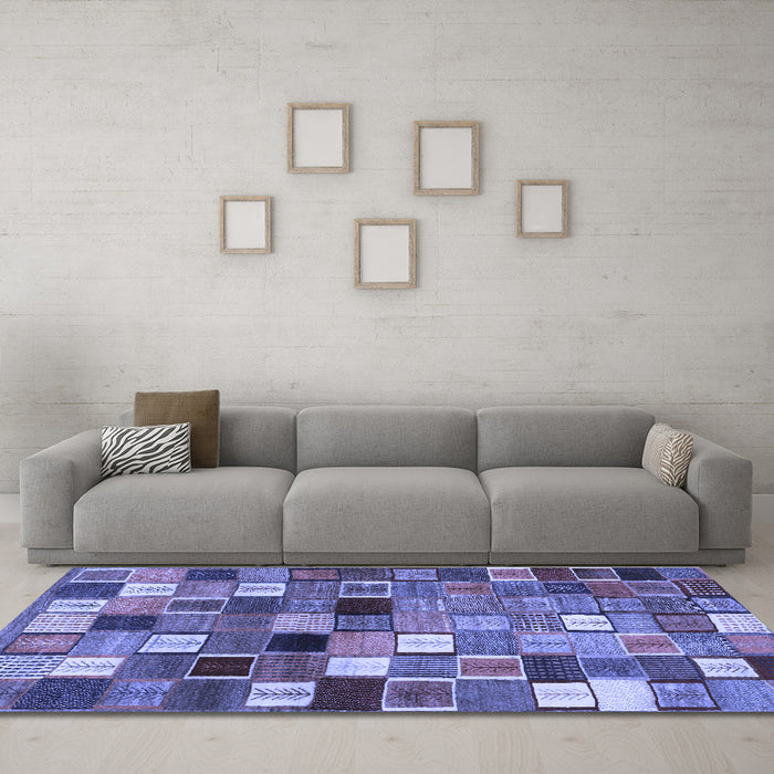 Machine Washable Abstract Blue Contemporary Rug in a Living Room, wshcon1620blu