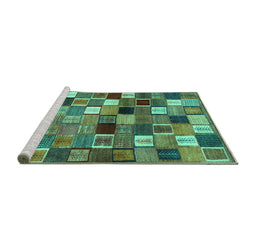 Sideview of Machine Washable Abstract Turquoise Contemporary Area Rugs, wshcon1620turq
