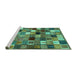 Sideview of Machine Washable Abstract Turquoise Contemporary Area Rugs, wshcon1620turq