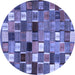 Round Machine Washable Abstract Blue Contemporary Rug, wshcon1620blu