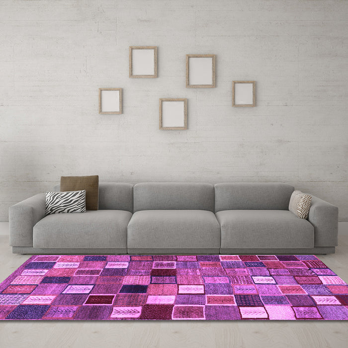 Machine Washable Abstract Purple Contemporary Area Rugs in a Living Room, wshcon1620pur