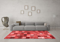 Machine Washable Abstract Red Contemporary Rug, wshcon1620red