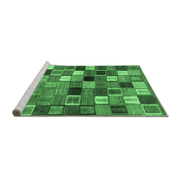 Sideview of Machine Washable Abstract Emerald Green Contemporary Area Rugs, wshcon1620emgrn