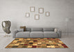 Machine Washable Abstract Brown Contemporary Rug in a Living Room,, wshcon1620brn