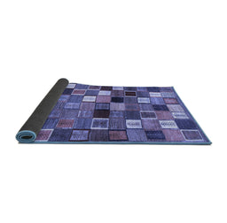 Sideview of Abstract Blue Contemporary Rug, con1620blu