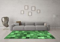 Machine Washable Abstract Emerald Green Contemporary Rug, wshcon1620emgrn