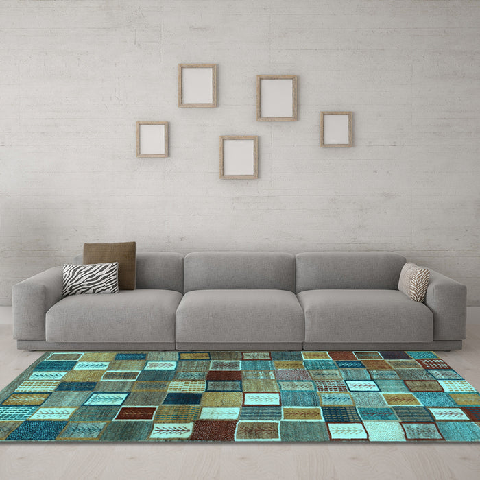 Machine Washable Abstract Light Blue Contemporary Rug in a Living Room, wshcon1620lblu