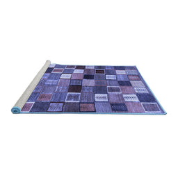 Sideview of Machine Washable Abstract Blue Contemporary Rug, wshcon1620blu