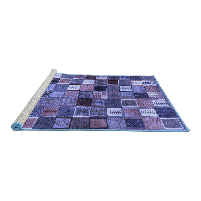 Sideview of Machine Washable Abstract Blue Contemporary Rug, wshcon1620blu