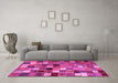 Machine Washable Abstract Pink Contemporary Rug in a Living Room, wshcon1620pnk