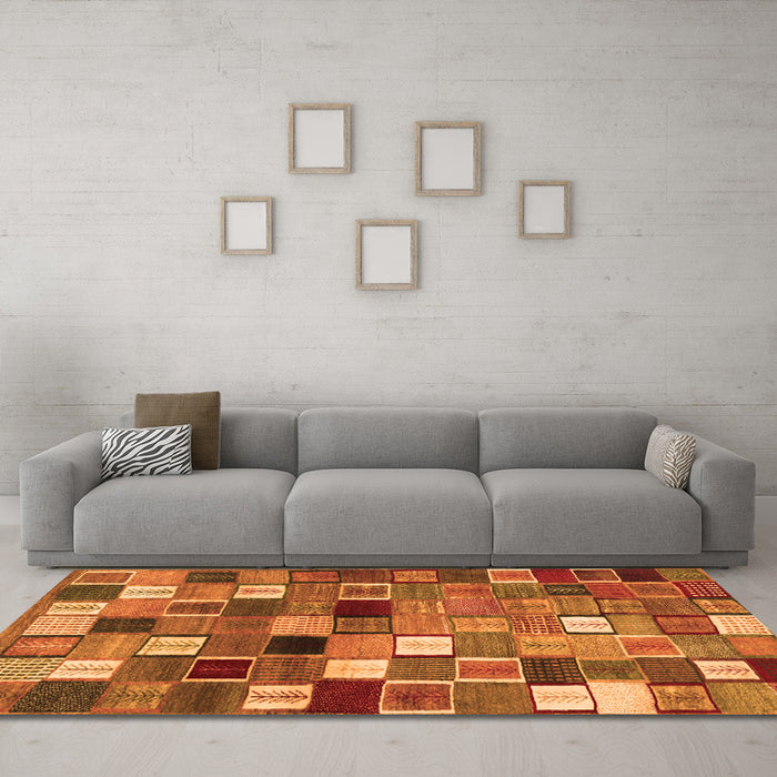 Machine Washable Abstract Orange Contemporary Area Rugs in a Living Room, wshcon1620org