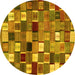 Round Abstract Yellow Contemporary Rug, con1620yw