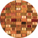 Square Abstract Orange Contemporary Rug, con1620org