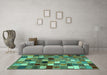 Machine Washable Abstract Turquoise Contemporary Area Rugs in a Living Room,, wshcon1620turq