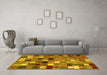 Machine Washable Abstract Yellow Contemporary Rug in a Living Room, wshcon1620yw