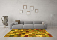 Machine Washable Abstract Yellow Contemporary Rug, wshcon1620yw