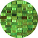 Square Abstract Green Contemporary Rug, con1620grn