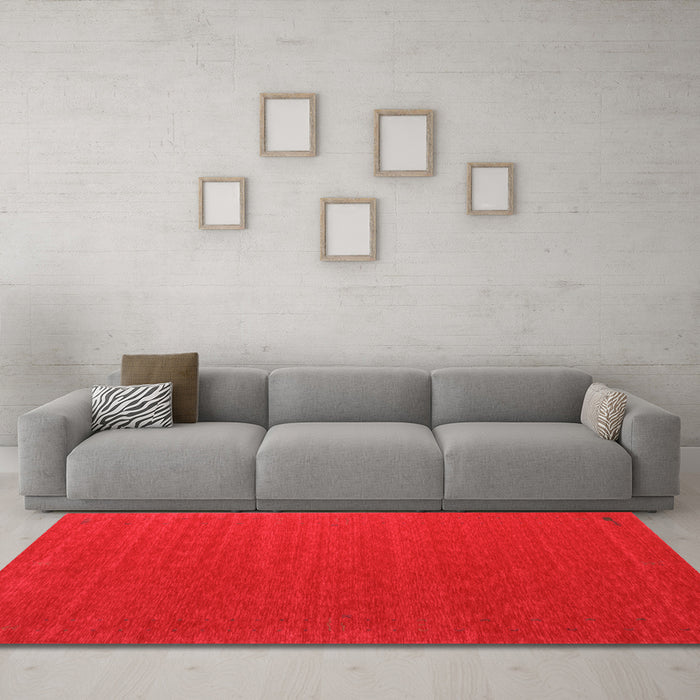 Machine Washable Abstract Orange Contemporary Area Rugs in a Living Room, wshcon1621org