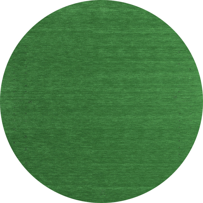 Round Machine Washable Abstract Emerald Green Contemporary Area Rugs, wshcon1621emgrn