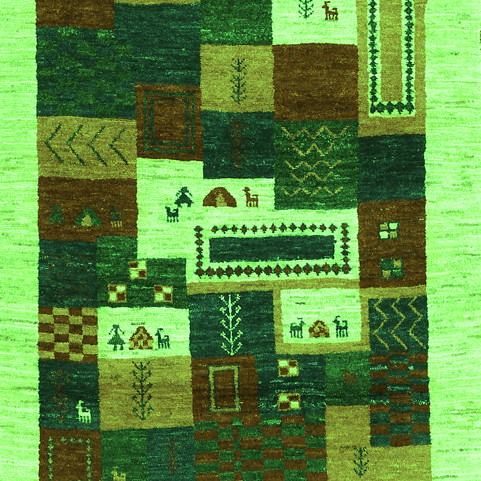 Serging Thickness of Machine Washable Abstract Green Contemporary Area Rugs, wshcon1622grn