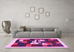 Machine Washable Abstract Pink Contemporary Rug in a Living Room, wshcon1622pnk